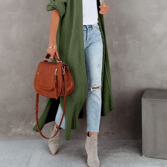 Olive Green Duster Cardigan - Picture 6 of 6